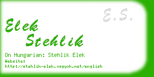 elek stehlik business card